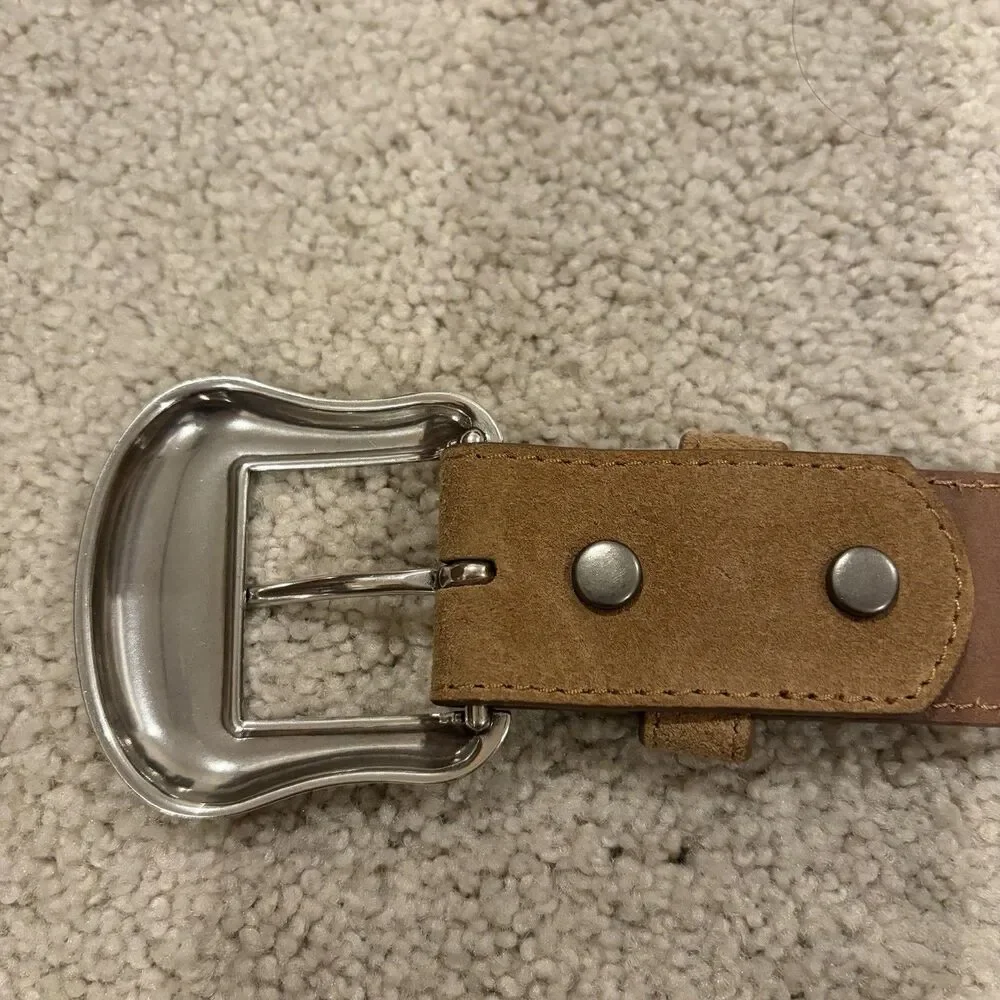 NWOT Cody James Men’s Rustler Suede Leather Belt W/ Buckle Tan Size 34 Western